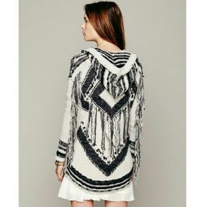 Geo fringe free people zip cardigan