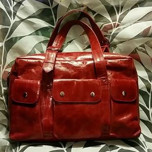 Red Latico Leather Satchel Tote