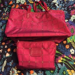 Coach Tote with matching makeup bag