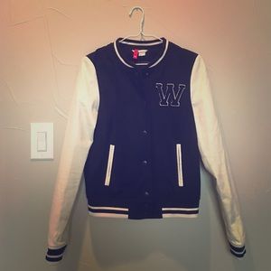 H&M black and cream baseball jacket