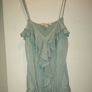 Mint Ruffled Spaghetti Tank Top