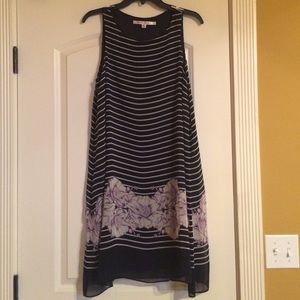 Navy and white sleeveless dress