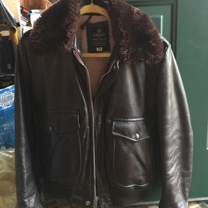 Leather bomber jacket