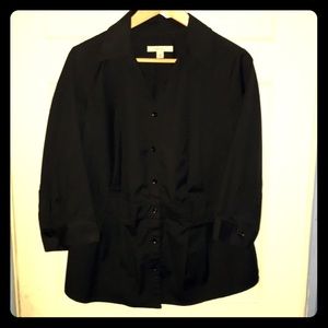 Black button down top.