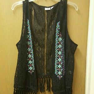 Aztec Print Crocheted Vest