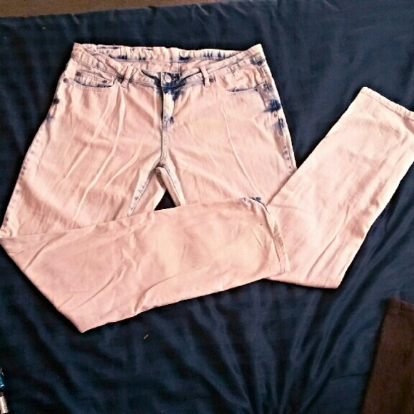 Aeropostale Pastel Pink Bleached Blue Skinny Pants