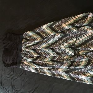 High-low strapless teal pink and white dress.