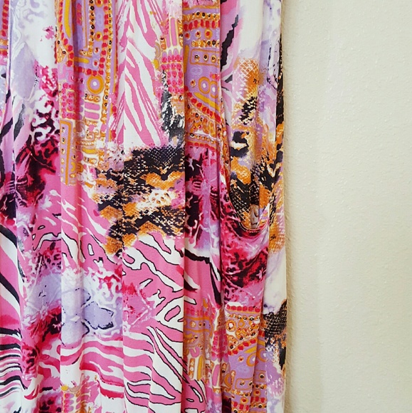 🌟 HP 🌟 Rare Bold Hot Pink Print Dress KLS Size Large - Picture 5 of 9