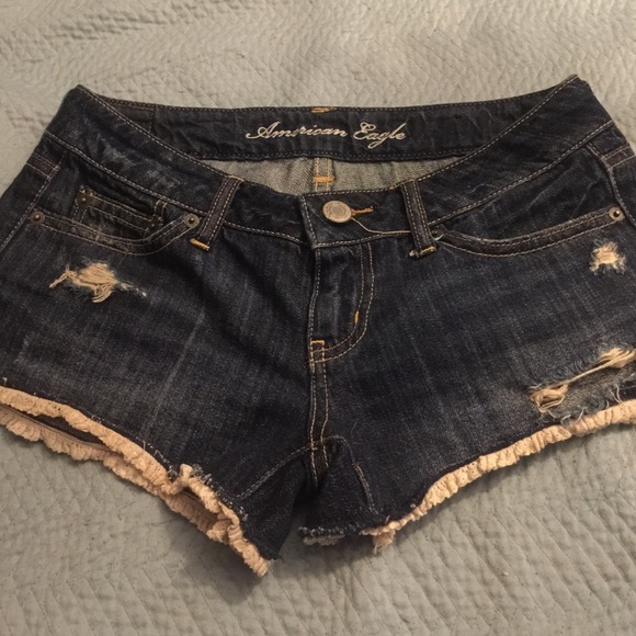 Dark denim american eagle shorts