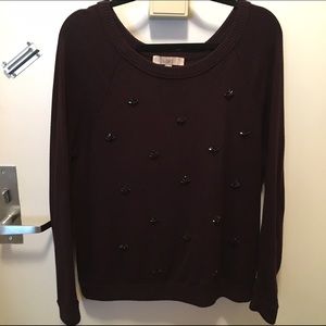 Burgundy Embellished Sweatshirt