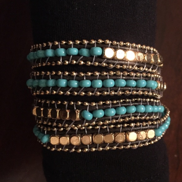 Gold & Turquoise Wrap Bracelet