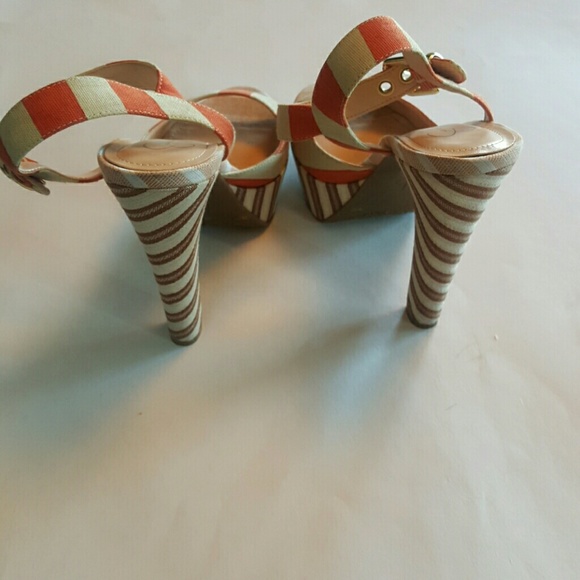 Jessica Simpson Orange Striped Buckle Platforms - Picture 4 of 4