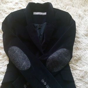 Zara Black Velvet Blazer w/Elbow Patches