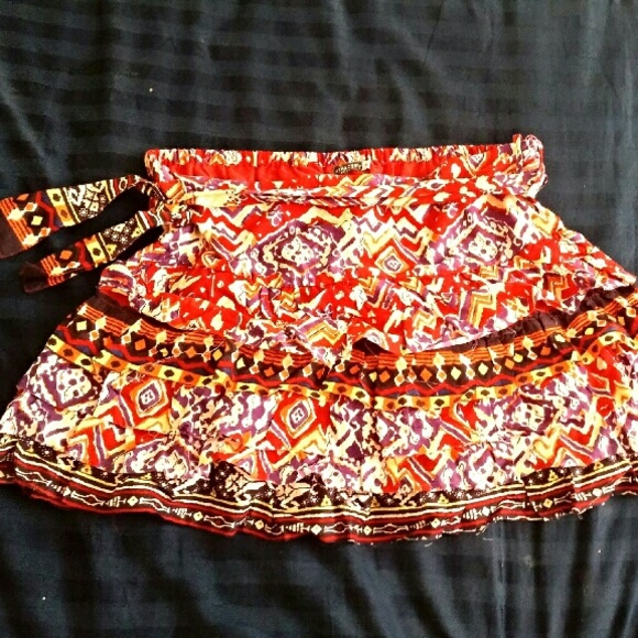 🍄Earthbound Trippy Boho Tribal Ruffle Skirt🌻