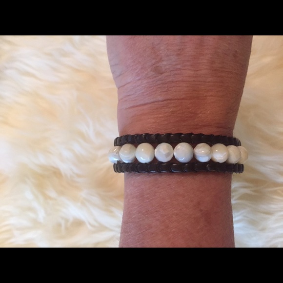 Leather and bead bracelet