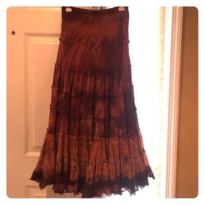 Maxi Skirt Pink Mauve/Deep Blush tie dye look