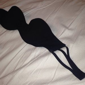 Small, solid black push up bikini top