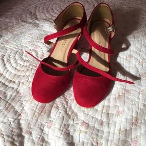 Red kitten heels