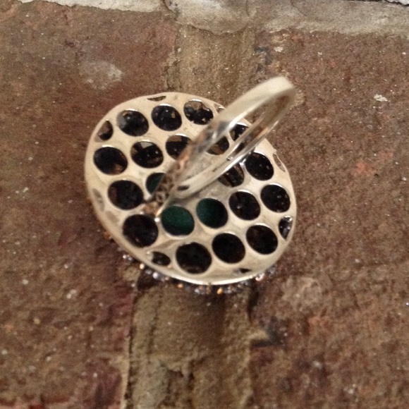 VINTAGE EMERALD RUBY AND WHITE TOPAZ RING - Picture 3 of 4