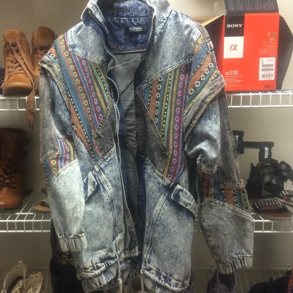 patterned jean jacket
