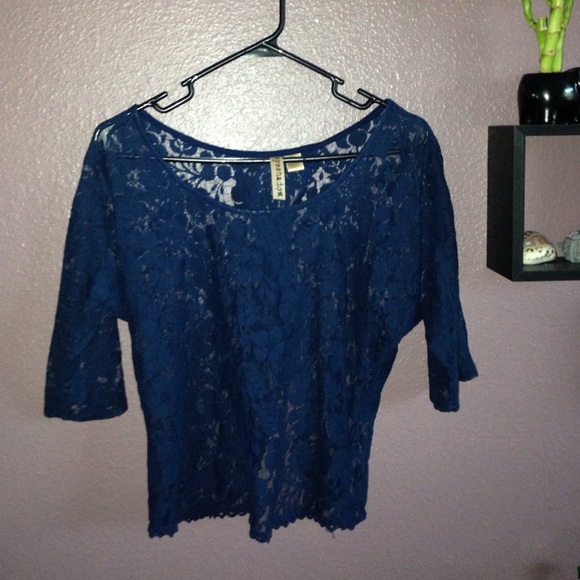 blue see through blouse