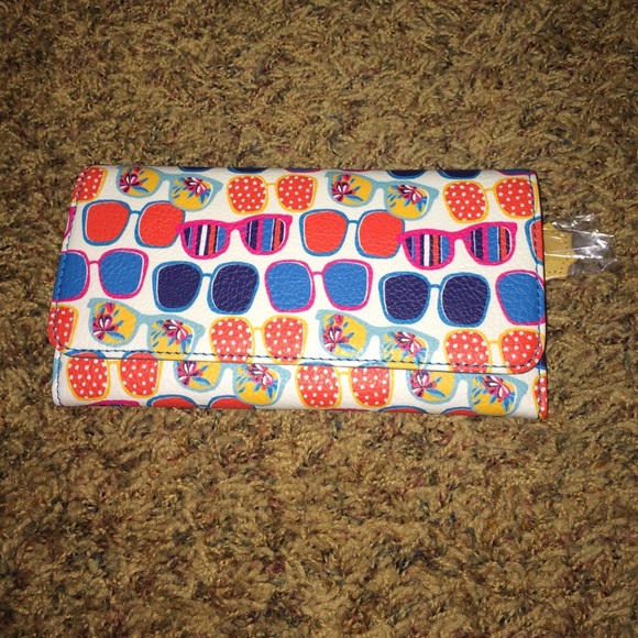 NWOT wallet with colorful sunglasses design
