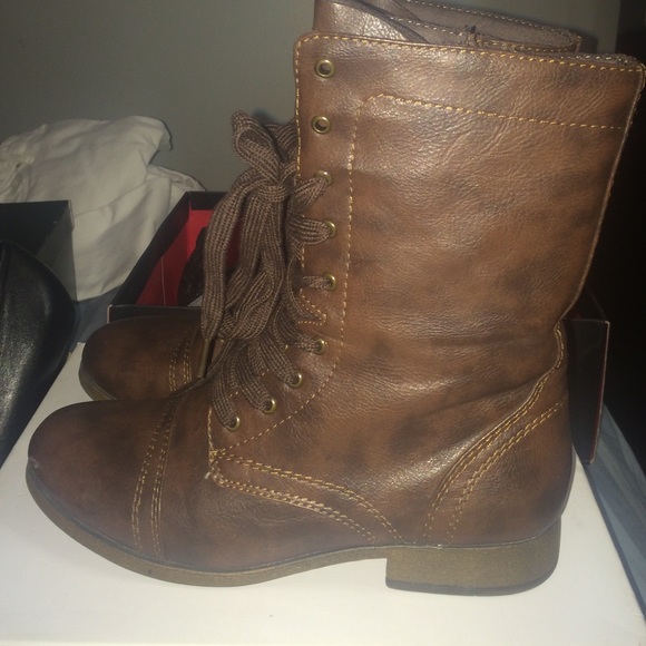 Brown Combat Lace up Boots