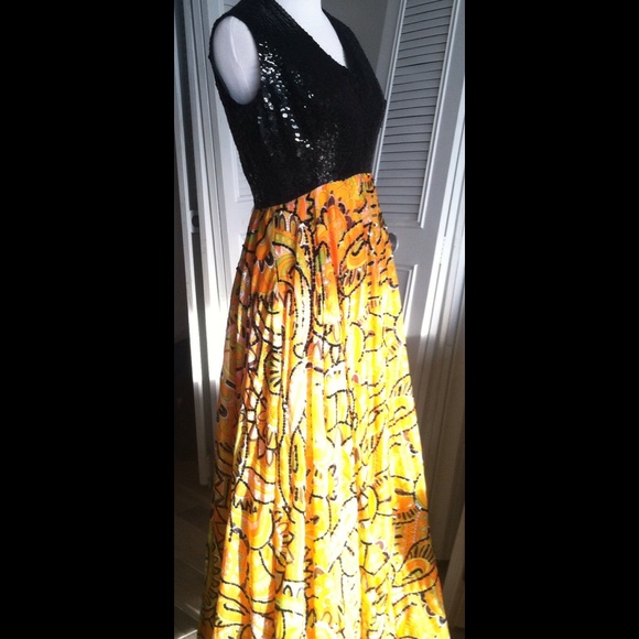 Vintage pearl ingham ny mardi gras orange gown