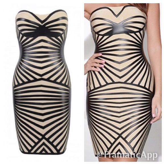 Black striped bandage dress