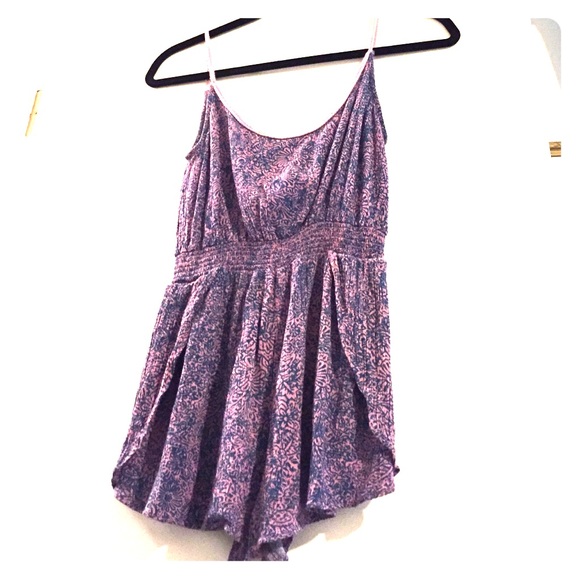 Ecotè purple/navy floral romper XS/S - Picture 1 of 4