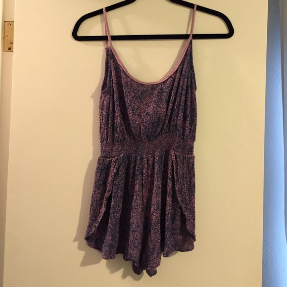 Ecotè purple/navy floral romper XS/S - Picture 2 of 4