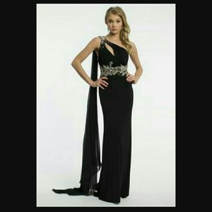 Black elegant silver and black prom dress