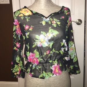 Lilly Rose Sheer Black Floral Blouse