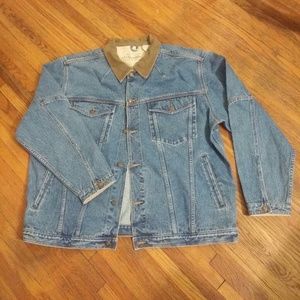 New Mens Jean Jacket with leather collar