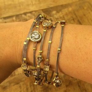 Silver & Goldtone Wire Lira Set of 6 Bangles