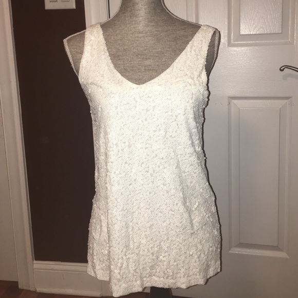 J Crew White Sequin Tank