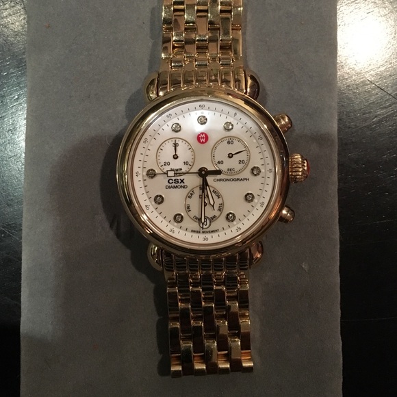 Gold Michele CSX 36 with diamond markers - Picture 2 of 4