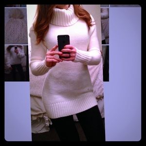 White cowl neck tunic sweater