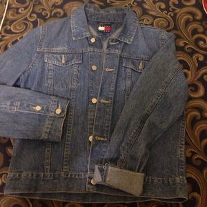 Tommy Hilfiger denim jean jacket guys, size lg.