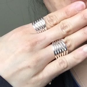 Set of Abstract Silver Rings