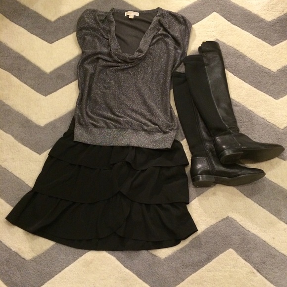 Michael Kors Sparkly Silver Short Sleeve Top