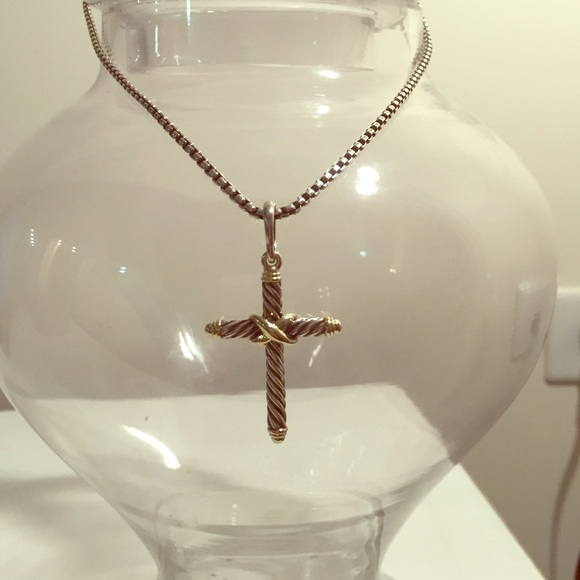 David Yurman Gold & Silver X cross Necklace