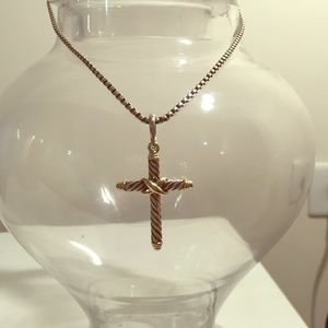 David Yurman Gold & Silver X cross Necklace