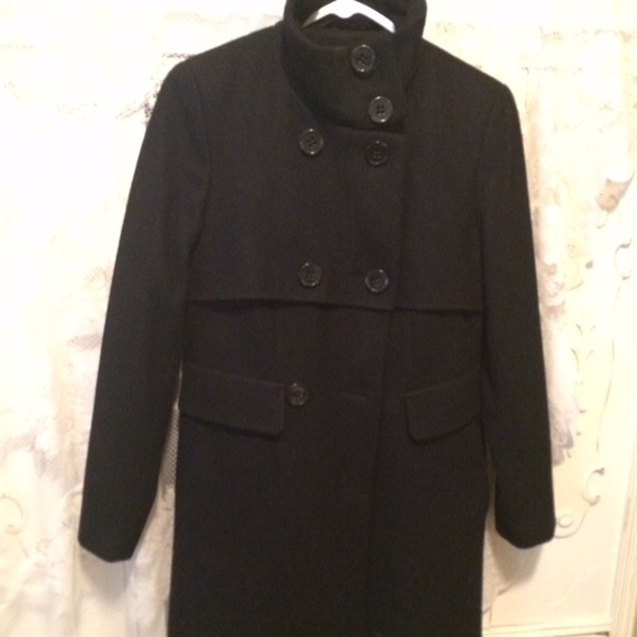 High neck long overcoat
