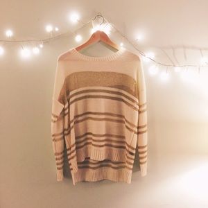 Mixology • Oversized White Sweater w/ Gold Panels