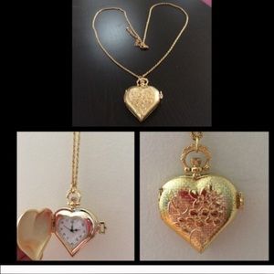 Gold heart locket necklace