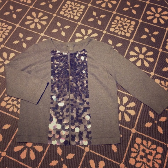 Loft Sequined Gray Cardigan