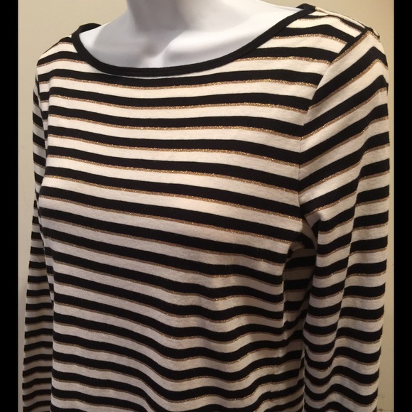 Talbots sparkle striped long sleeved tee