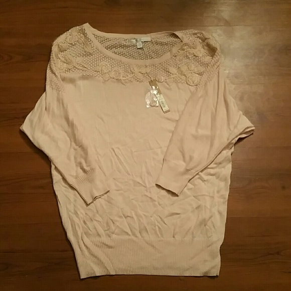 Light pink embellished dolman sweater NWT