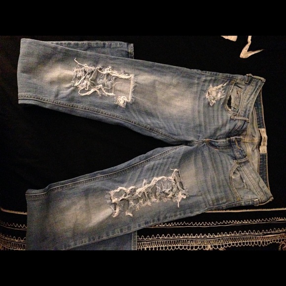 Light wash ripped straight leg Hollister pants